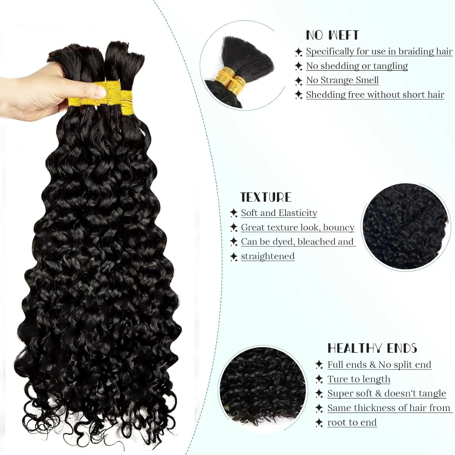 The Bundle Bulk Water Wave Hair – Natural Black - Image 2