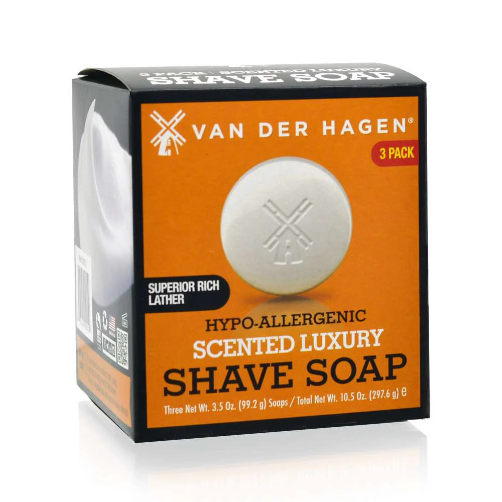 Van Der Hagen Shave Soap 3.5OZ (3 Bars in Box)