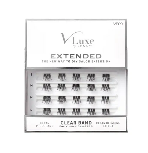 VLuxe By IEnvy Extended Faux Mink Clear Band Cluster Lashes - Image 6