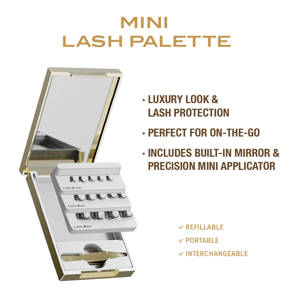 VLuxe By IEnvy Mini Lash Palette with Mirror & Tweezer Applicator (No Lashes Included) - Image 3