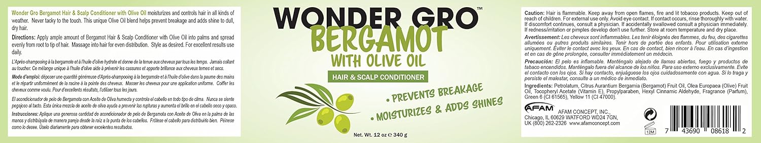 Wonder Gro Hair Scalp Conditioner Olive Oil 12 oz - Image 2